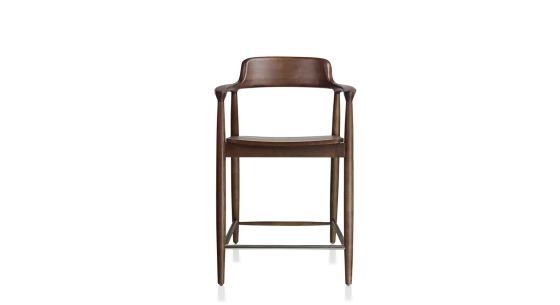 Tabouret de bar H60 cm bois teinte marron foncé
