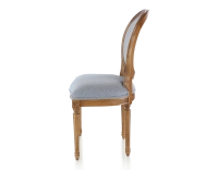 Chaise ancienne style Louis XVI bois teinte ancienne et tissu chevron bleu