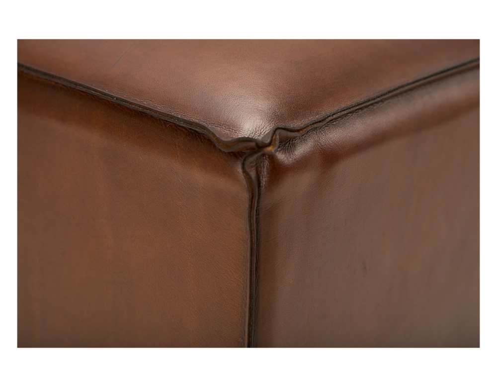 Pouf cuir marron vintage