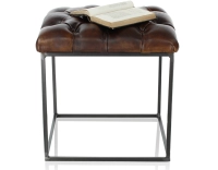 Pouf Chesterfield cuir marron soutenu