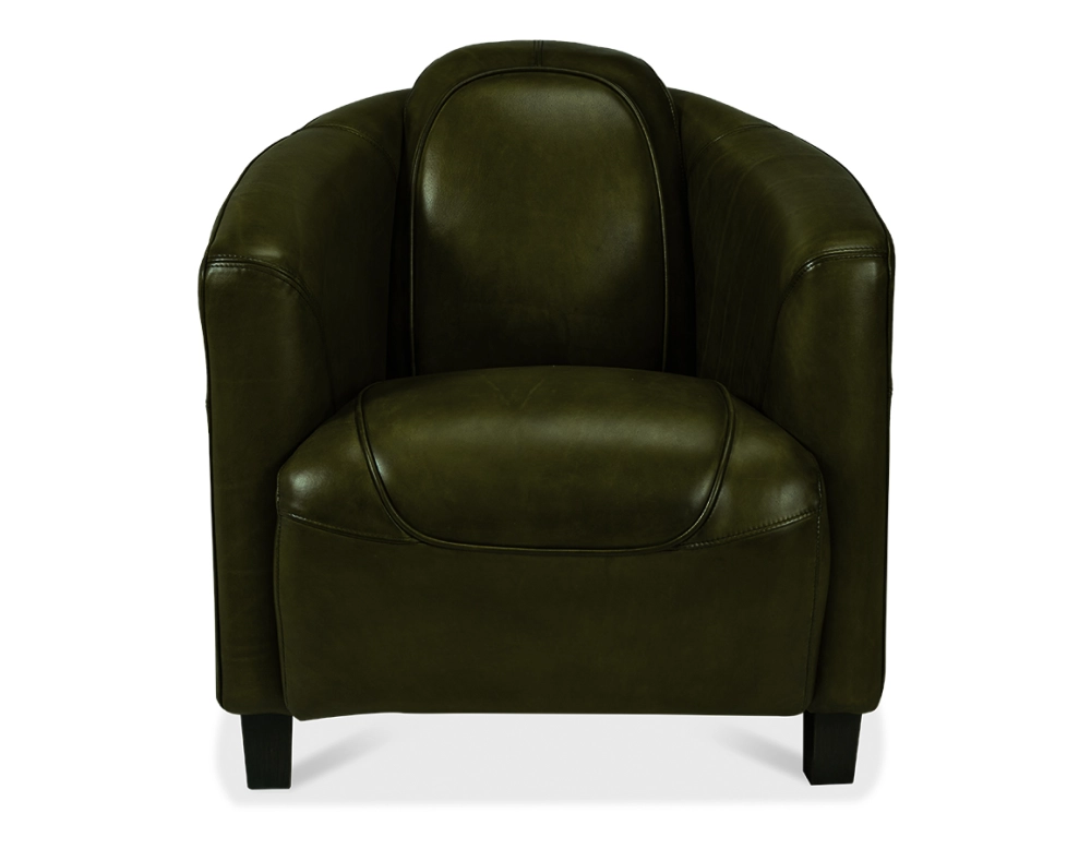 Fauteuil club cuir vert olive
