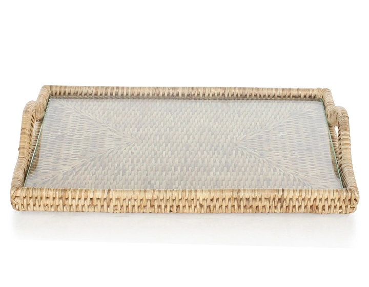 Large rectangular natural rattan cheeseboard