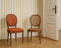 Chaise ancienne style Louis XVI bois teinte ancienne assise et dossier cannés