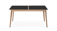 Table salle à manger en chêne et céramique 8 personnes avec bois teinte naturelle et plateau céramique noir unie 210x100 cm