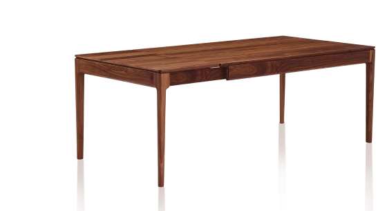 Table extensible en noyer 6 à 10 personnes avec plateau et allonges bois teinte naturelle 160x100 cm