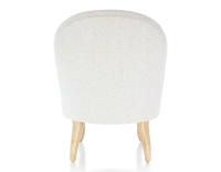 Armless toad chair natural tint wooden legs and white looped fabric