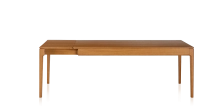 Table extensible en chêne 6 à 10 personnes avec plateau et allonges bois teinte merisier 140x90 cm