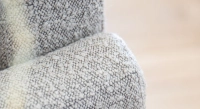 Canapé d'angle méridienne droite 5 places tissu bouclé taupe (3G - MD)