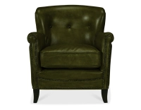 Sillón club de piel verde oliva reposabrazos con tachuelas