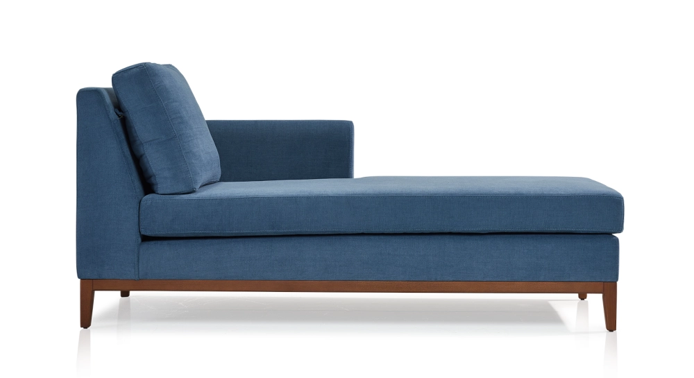 Méridienne droite tissu bleu jean