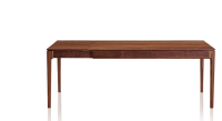 Table extensible en noyer 8 à 12 personnes avec plateau et allonges bois teinte naturelle 210x100 cm