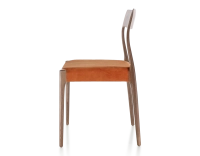 Chaise scandinave bois teinte marron foncé assise tissu velours terracotta