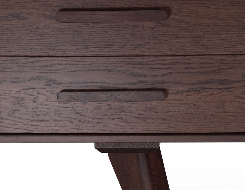 Buffet 2 portes en chêne bois teinte marron foncé