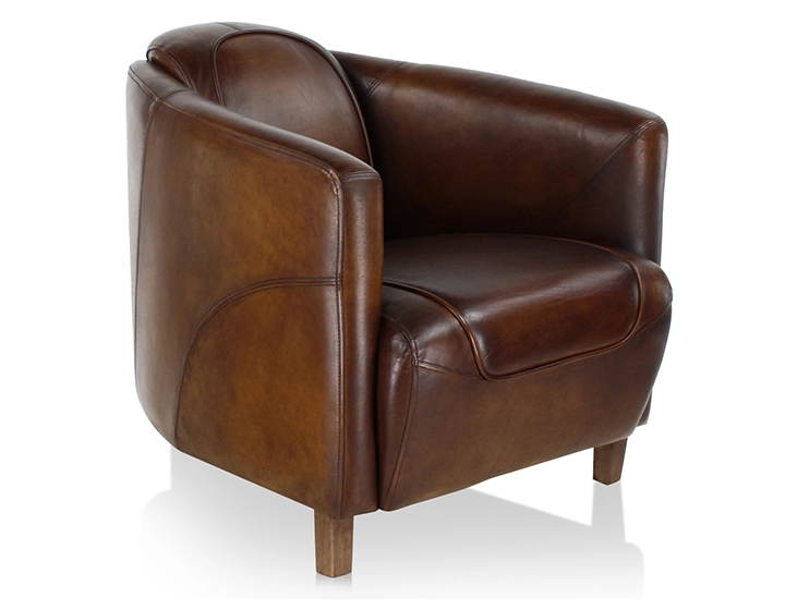 Fauteuil club cuir marron soutenu