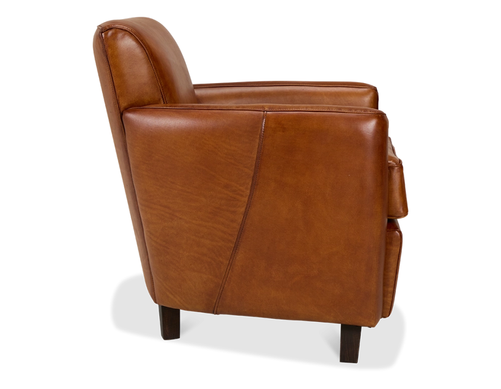 Leather club armchair light brown