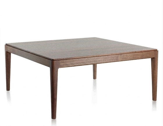 Table basse carrée en noyer sans tablette teinte naturelle 100x100 cm