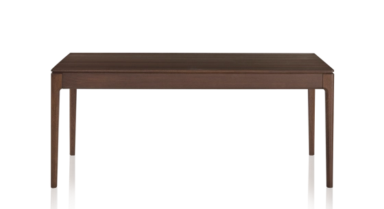 Table salle à manger 8 personnes en chêne teinte marron foncé plateau bois 180x100 cm