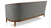 Canapé ancien 3 places bois teinte merisier et tissu gris clair
