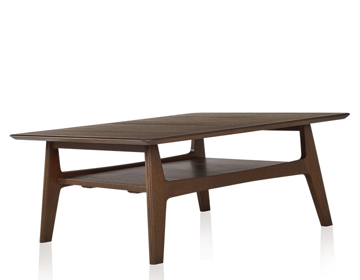 Mesa de centro cuadrada de roble teinte marron foncé 100x100 cm 100x100 cm