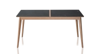 Table salle à manger en chêne et céramique 8 personnes avec bois teinte naturelle et plateau céramique effet ardoise 180x100 cm