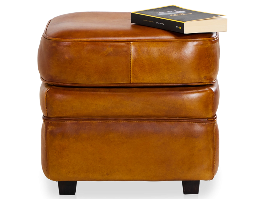 Pouf cuir cognac