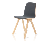 Chaise design en chêne tapissé bois teinte naturelle assise tissu gris anthracite