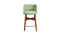 Tabouret de bar h60 cm bois teinte merisier assise tissu vert