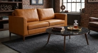 Canapé design 2 places cuir caramel