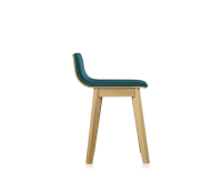 Taburete de roble tapizado H45 cm madera tinte natural asiento tejido azul océano
