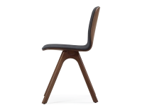 Chaise design en chêne tapissé bois teinte marron foncé assise tissu gris anthracite
