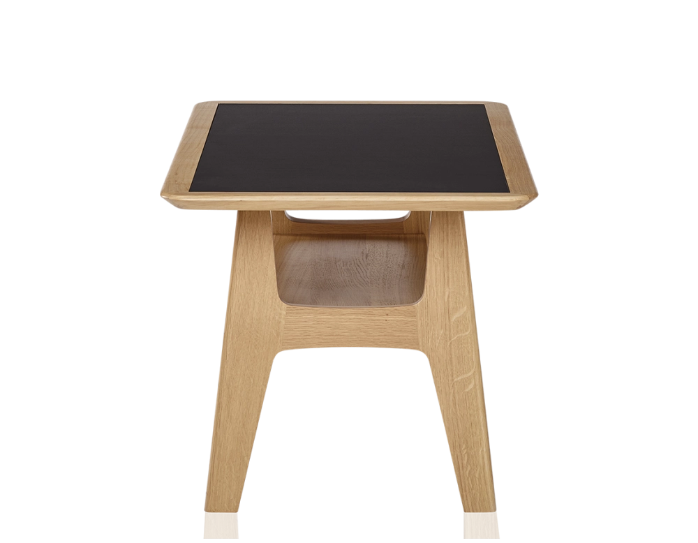 Table basse rectangulaire en chêne et céramique avec bois teinte naturelle plateau céramique noir unie 100x50 cm