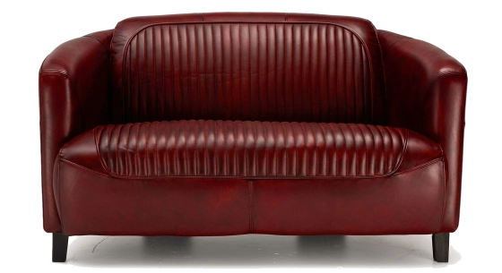 Canapé club cuir 2 places rouge carmin