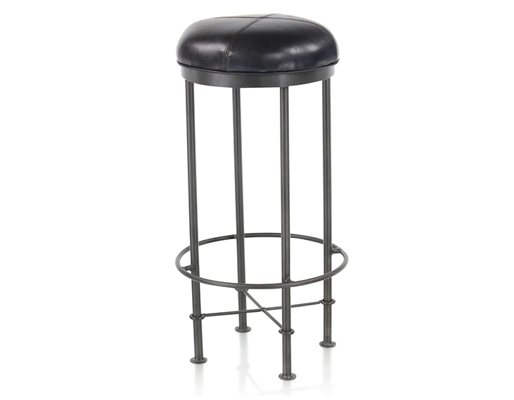 Vintage leather bar stool black