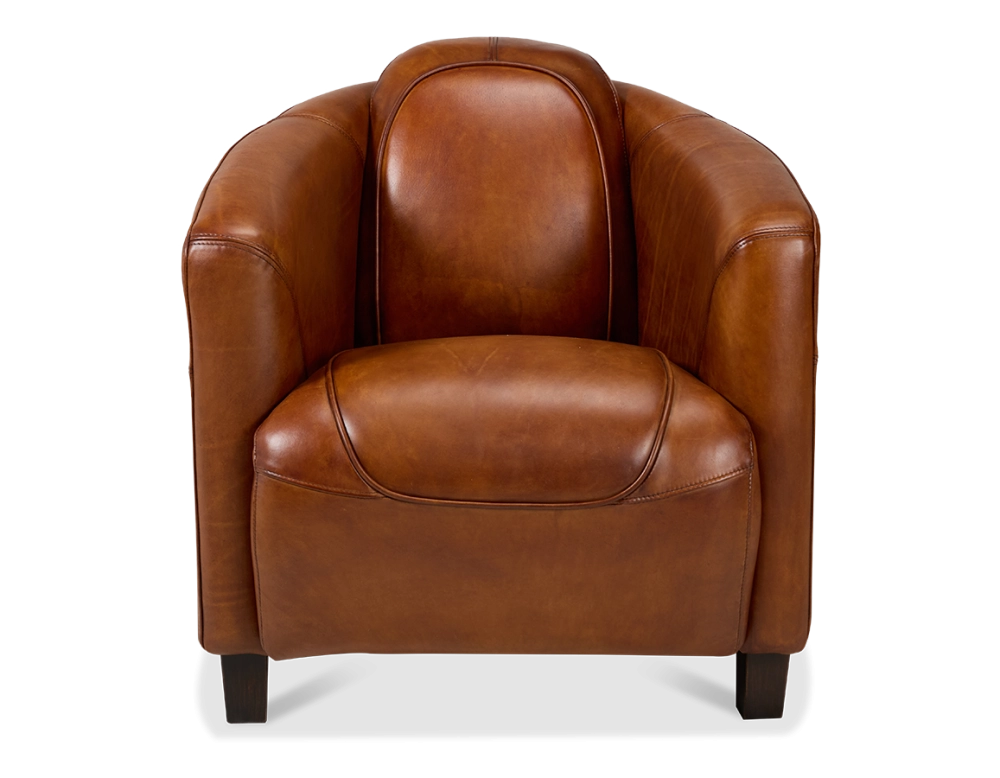 Leather club armchair light brown