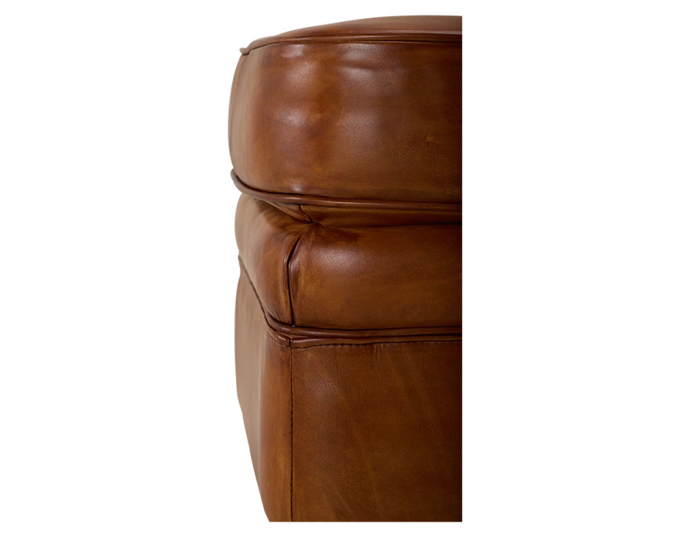Pouf cuir marron clair