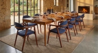 Table extensible en chêne 8 à 12 personnes avec plateau et allonges bois teinte merisier 180x100 cm