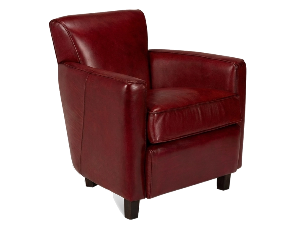 Fauteuil club cuir rouge carmin